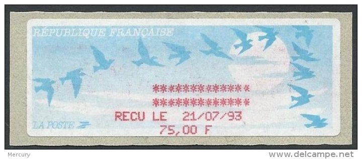 FRANCE - Reçu De 75 F. Du 21-07-1993 - 1990 « Oiseaux De Jubert »