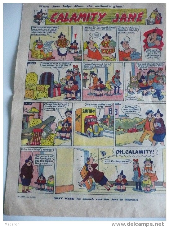 COLONEL BLINK.25 Juillet 1959.The BEEZER. Calamity Jane. 4 Pages 30x42 Cm Plié En 2 TBon Etat - Fumetti  Britannici