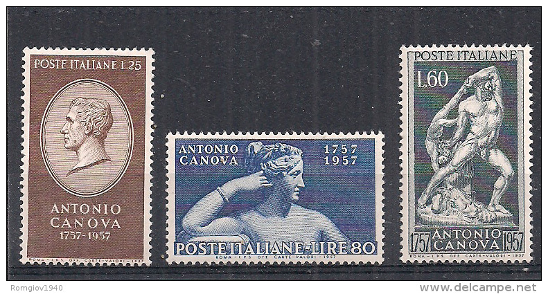 ITALIA 1957 ANTONIO CANOVA SASS. 812-814 MLH VF - 1946-60: Usati