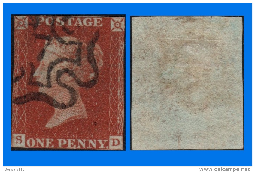 GB 1841-0108, QV 1d Red-Brown Letters S-D SG8, MC Cancel - Used Stamps