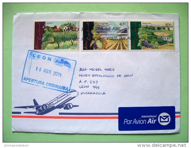 New Zealand 2014 Cover To Nicaragua - Grapes - Plane - Cartas & Documentos