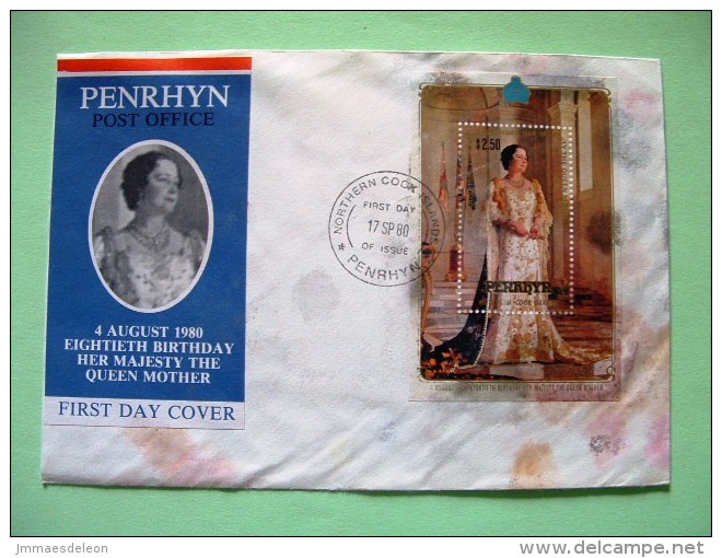 Cook Is. - Penrhyn 1980 FDC Cover - Bad Condition - Queen Birthday - Penrhyn