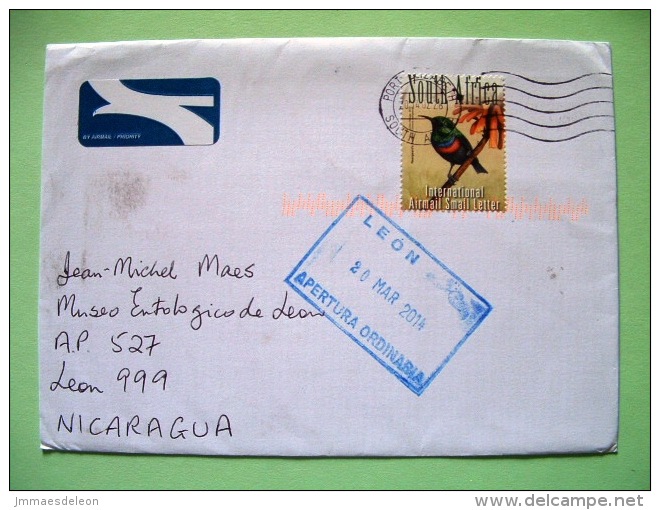 South Africa 2014 Cover To Nicaragua - Bird - Storia Postale