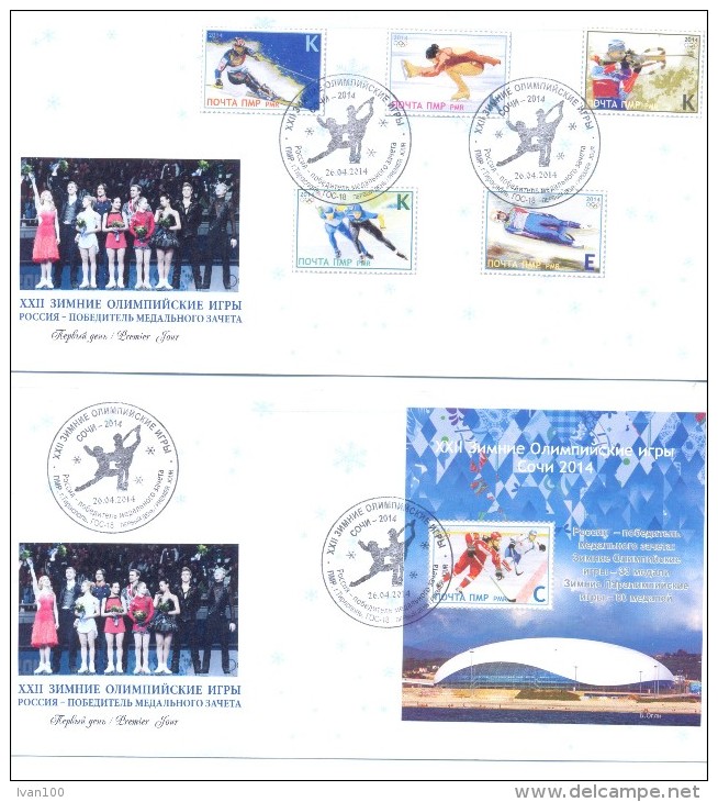 2014.  Transnistria, Russia - Winner Of Winter Olympic  Games Sochi, 2 FDC, Mint/** - Winter 2014: Sotchi