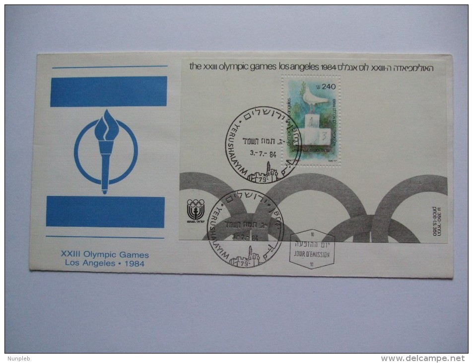 ISRAEL 1984 OLYMPIC GAMES MINISHEET FDC - Brieven En Documenten