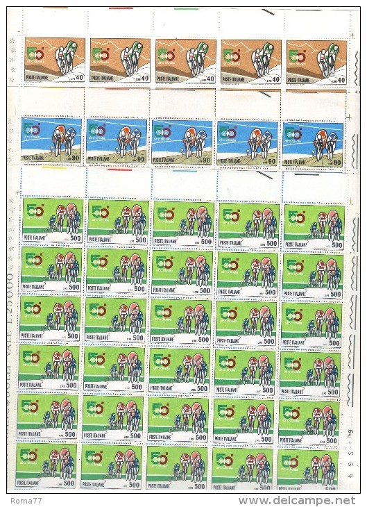 E7 - Italia 1967 CICLISMO I Tre Fogli Da 50 Ripiegati :   ***  MNH . - Fogli Completi