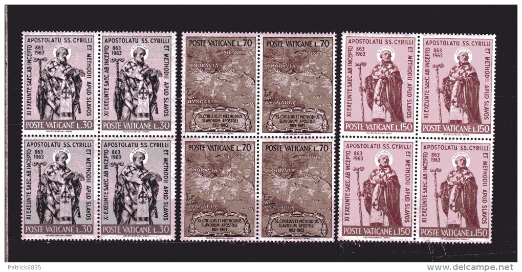 Vaticano ** -x- 1963 - Apostolato Dei Santi Cirillo E Metodio . Unif.369/71. BL. Di 4. Quartina. Nuovi - Unused Stamps