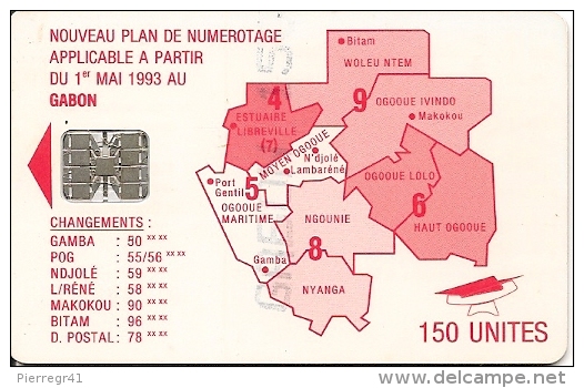 TC-PUCE-GABON--SC7-150U -SCHLUM-ROUGE-REGIONS-V°N° Rouge C35141526-TB E - Gabun