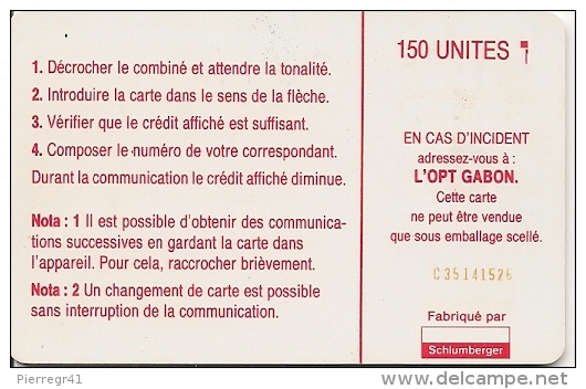TC-PUCE-GABON--SC7-150U -SCHLUM-ROUGE-REGIONS-V°N° Rouge C35141526-TB E - Gabun