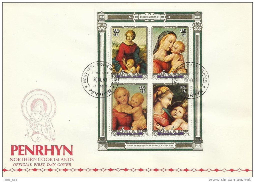 Penrhyn 1983 Christmas Souvenir Sheet FDC - Penrhyn