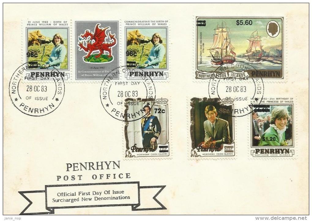 Penrhyn 1983 Overprinted Stamps FDC - Penrhyn