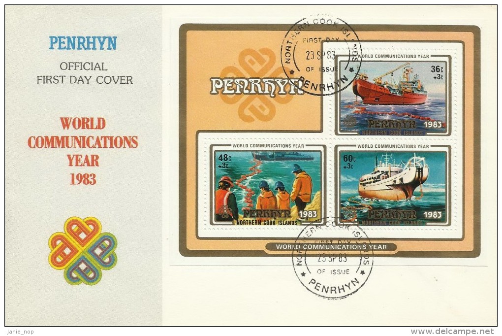 Penrhyn 1983 World Communications Year Souvenir Sheet - Penrhyn