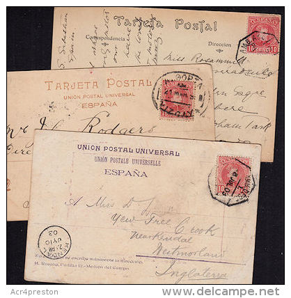 E0165 SPAIN, 3 @ Postcards With Railway Associated Postmarks - Covers & Documents