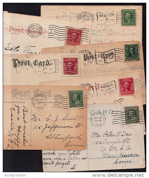 J0083 USA, 7 @ Early Postcards With Railway Station Postmarks - Covers & Documents