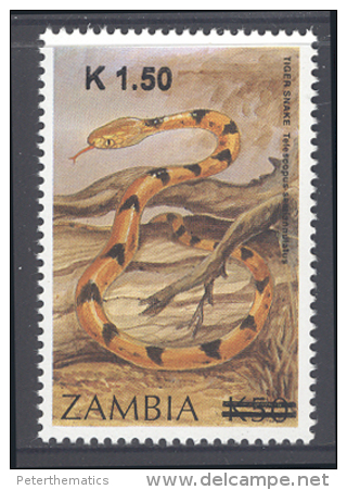 ZAMBIA  ,2014, MNH,SNAKES, OVERPRINT - Snakes