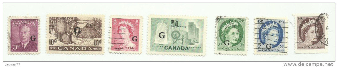 Canada Service N° 22, 25, 35,(38 Neuf),39,41,43 Cote 9.15 Euros - Surchargés