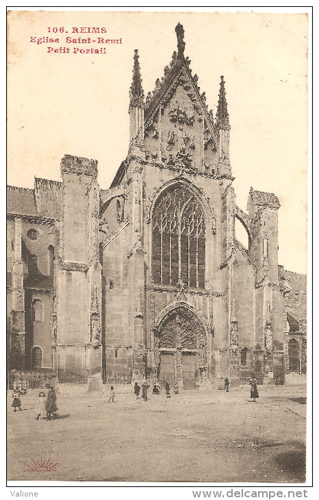 Reims CPA Eglise St Remi Petit Portail En 1912 N°106, Avec Cachet PORTO, Taxée - Reims