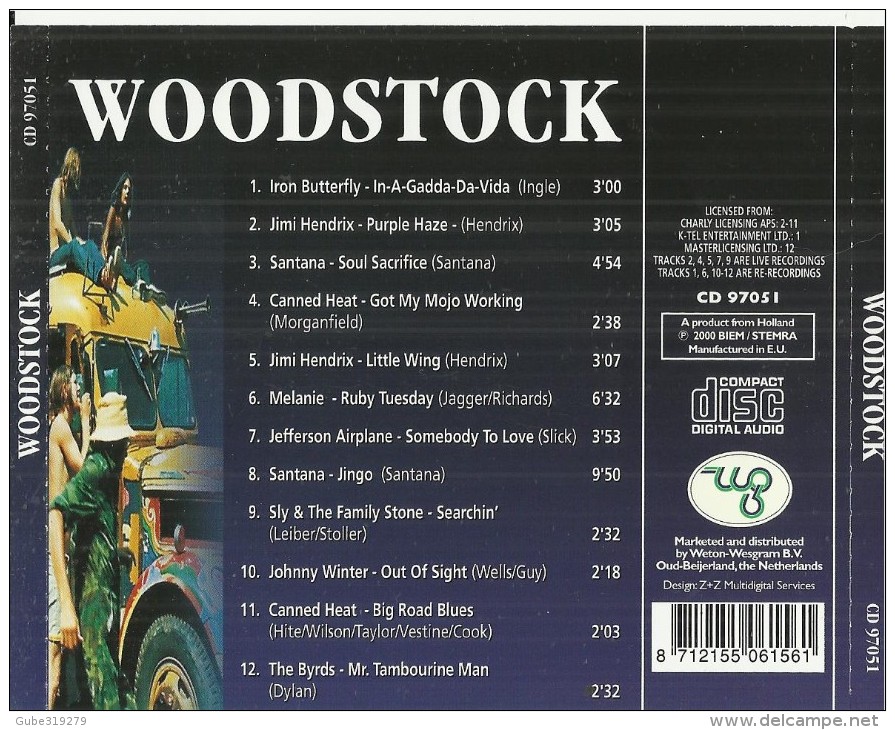 WOODSTOCK - CD 2000 BIEM / STEMRA - HOLLAND - 12 TRACKS - TRACK 2-4-5-7-9 LIVE RECORDINGS - OTHER TRACKS RERECORDINGS - - Other & Unclassified