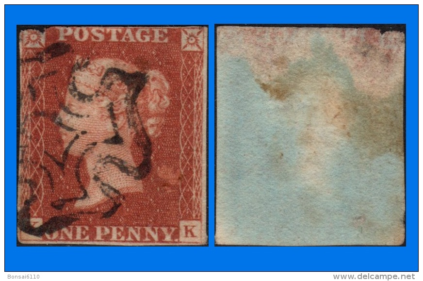 GB 1841-0114, QV 1d Red-Brown Letters K-K SG8/9, MC Cancel (Spacefiller) - Gebruikt