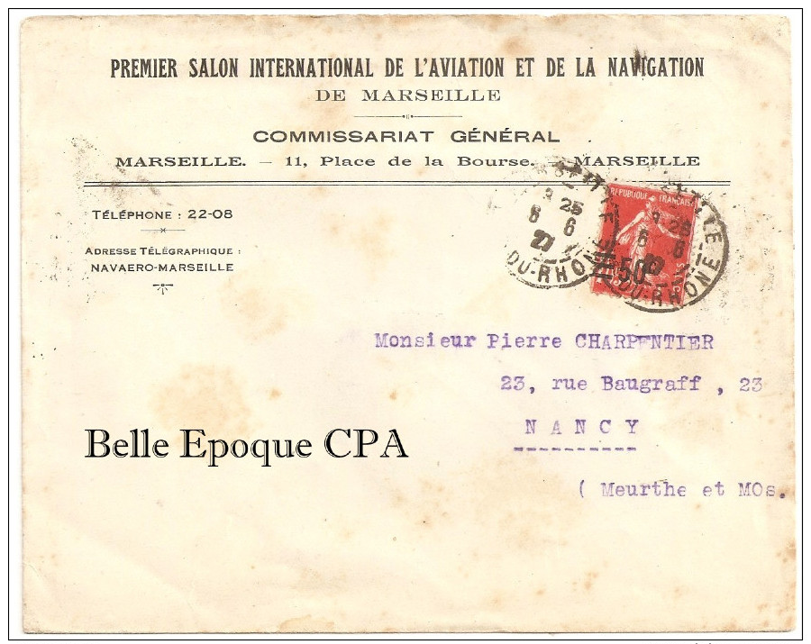 1927 - MARSEILLE - Premier Salon International De L\´AVIATION Et De La NAVIGATION / COMMISSARIAT GÉNÉRAL ++++ RARE / TOP - 1927-1959 Lettres & Documents