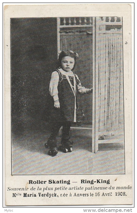 Roller Skating. Ring-King. Maria Verdyck, Née à Anvers En 1908. Plus Petite Artiste Patineuse Du Monde. - Patinage Artistique