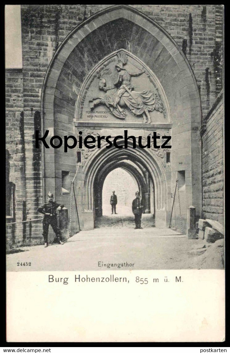 ALTE POSTKARTE BURG HOHENZOLLERN EINGANGSTHOR BURGTOR EINGANG Tor Porte Soldat Uniform Hechingen Bisingen Anischtskarte - Hechingen