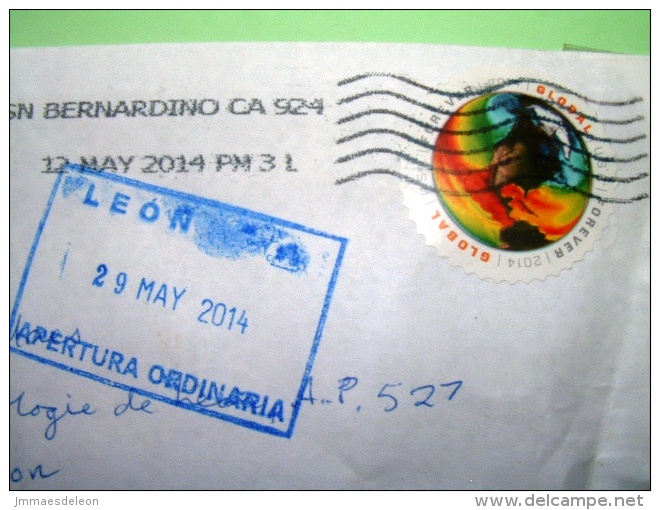 USA 2014 Cover To Nicaragua - Earth Globe - Round Stamp - Andere & Zonder Classificatie