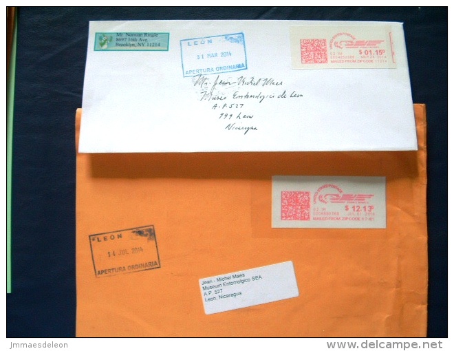 USA 2014 Cover To Nicaragua - 2 Covers Machine Franking - Other & Unclassified