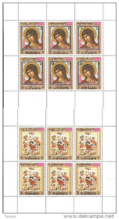 Yemen (Kingdom) 1969 Mi# 915-926 A ** MNH - Complete Set (12) In Mini Sheets Of 6 - Christmas / Icons - Yemen