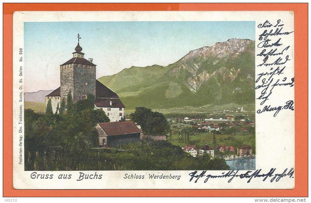 CGG3-30  Gruss Aus Buchs  Schloss Werdenberg. Pioneer. Stempel Buchs-Bahnhof 1904, Briefmarke Fehlt.Ecke Falte - Buchs