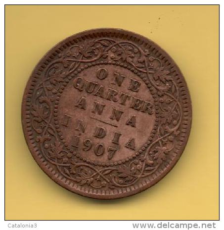 INDIA-BRITISH,   Quarter Anna 1907 Bronze Coin (EDWARD VII) - India