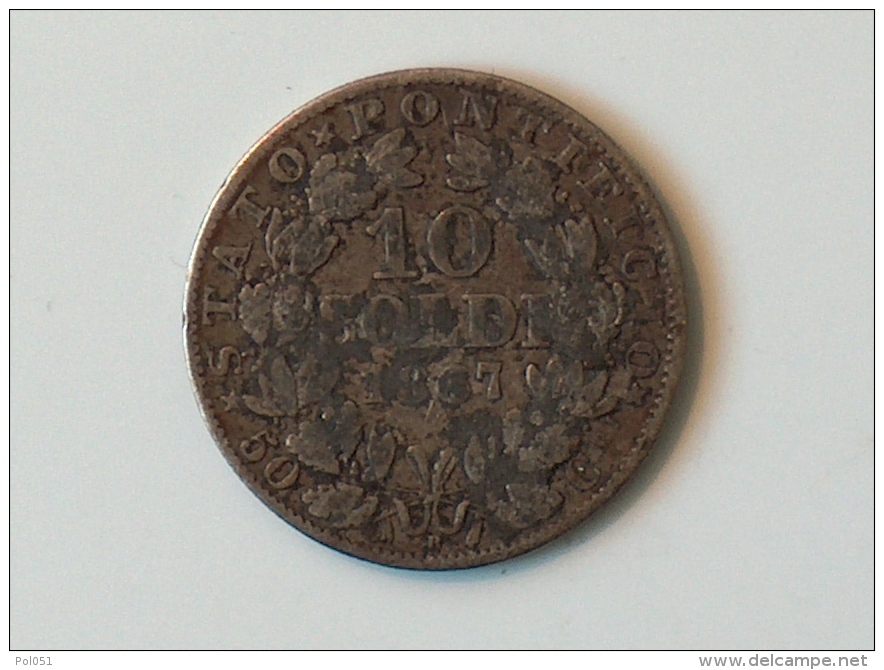 ITALIE PAPAL STATES VATICAN 10 SOLDI 50 CENTESIMI 1867 - Vatican