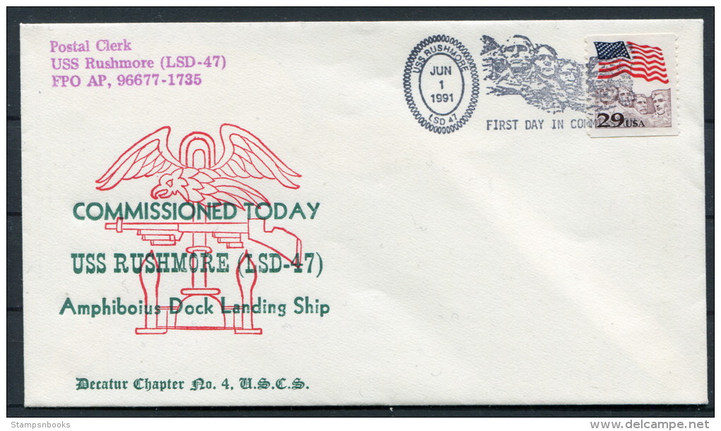 1991 US Navy Ship Cover USS RUSHMORE LSD 47 - Covers & Documents