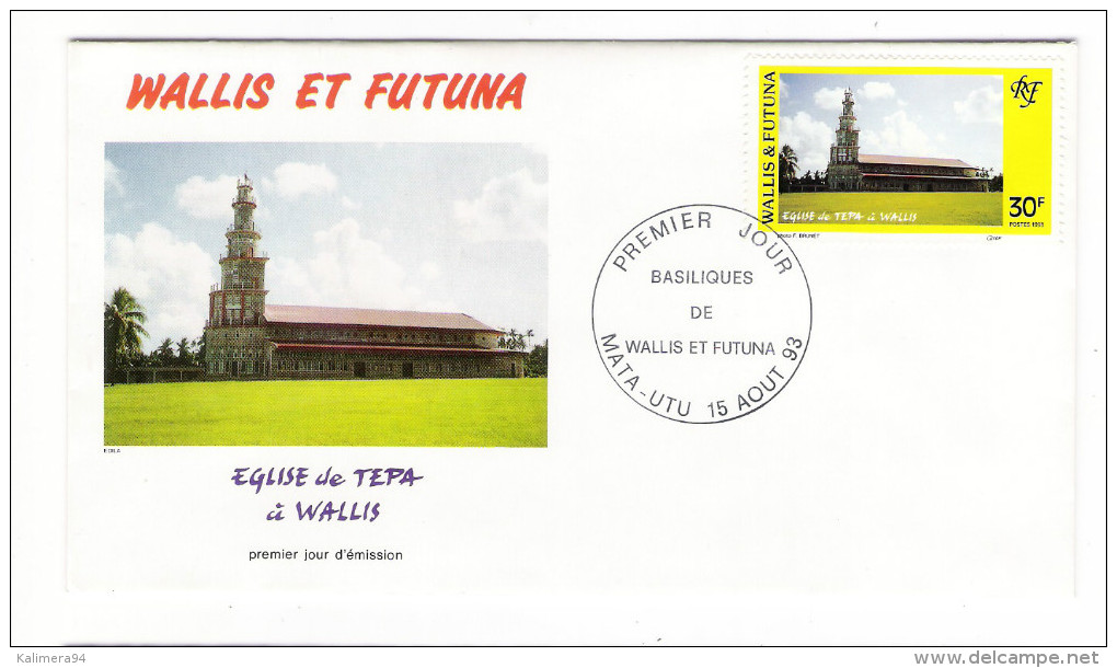 WALLIS Et FUTUNA / TAHITI / POLYNESIE FRANCAISE / EGLISE DE TEPA à WALLIS / Timbre De 30 F. En 1993 - FDC