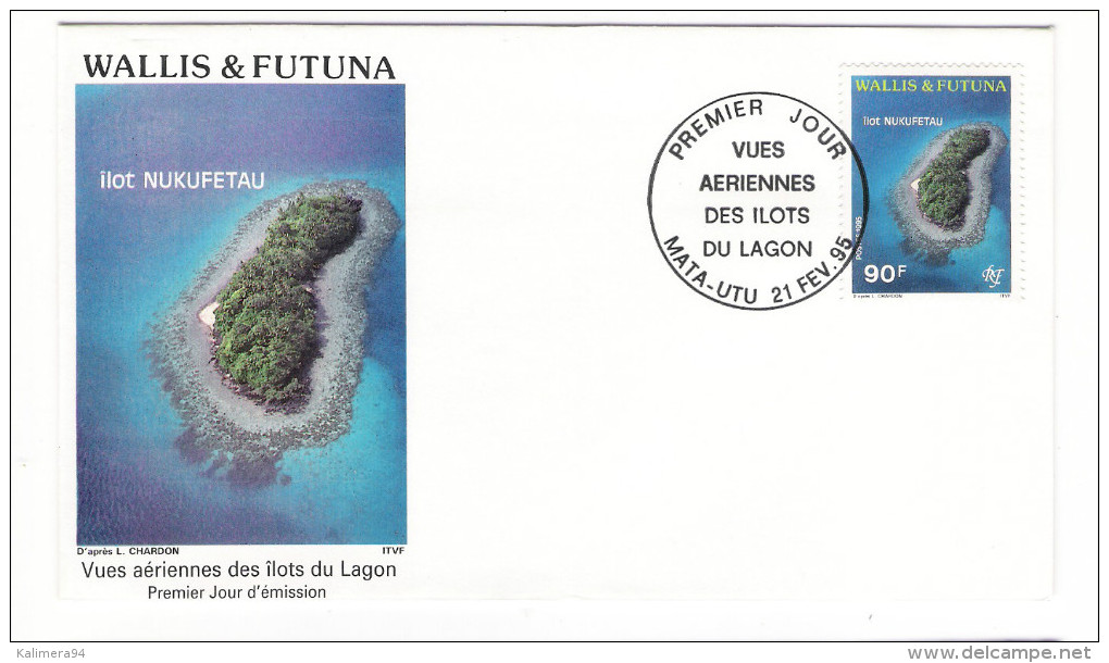 WALLIS Et FUTUNA / TAHITI / POLYNESIE FRANCAISE / VUES AERIENNES DES ÎLOTS DU LAGON / ÎLOT NUKUFETAU, D'après L. CHARDON - FDC