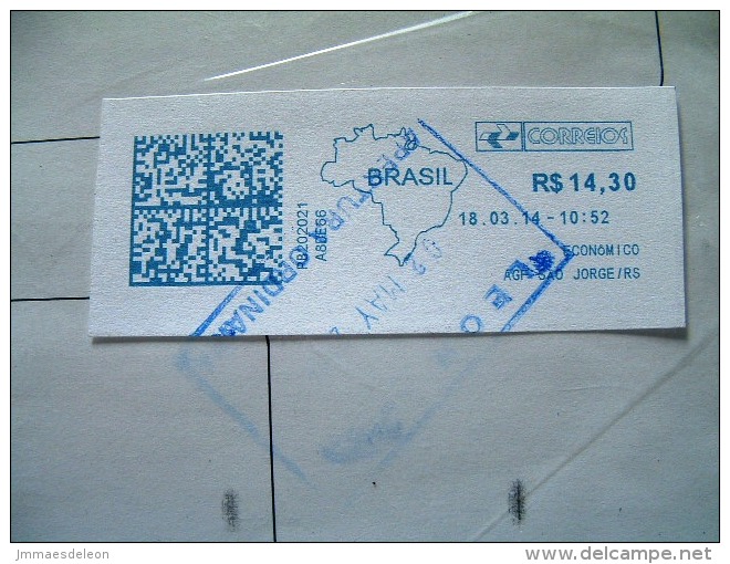 Brazil 2014 Cover To Nicaragua - Machine Franking - Map - Brieven En Documenten