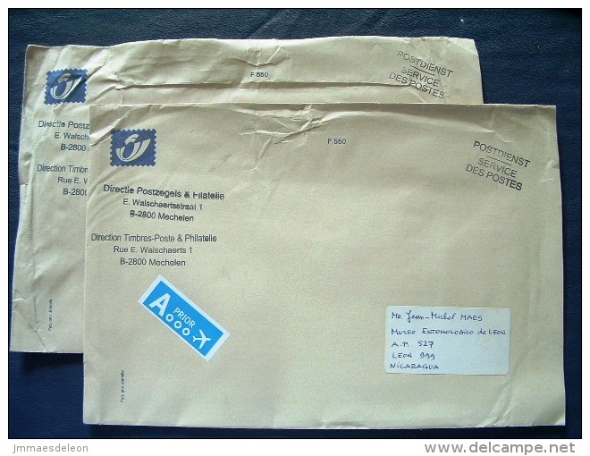 Belgium 2011 Two Official Covers Sent To Nicaragua - Postal Service - Lettres & Documents