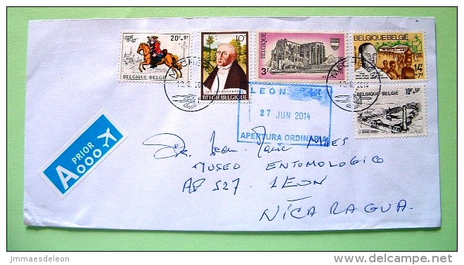 Belgium 2014 Cover To Nicaragua - Horse Postman Priest Building Nobel Price Dominique Pire - Old Industrial Site - Lettres & Documents