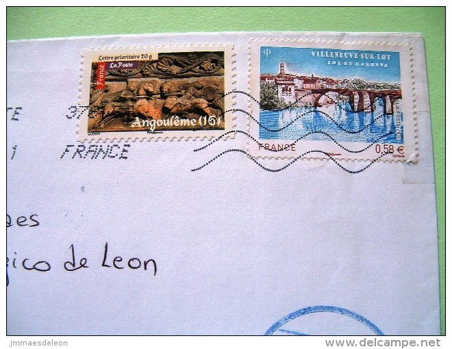 France 2011 Cover To Nicaragua - Angouleme Horses - Bridge - Oblitérés