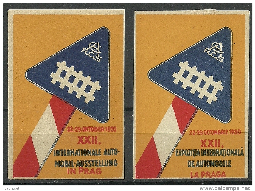 TSCHECHOSLOWAKEI 1930 Vignetten Reklamemarken Automobil - Ausstellung Prag Praha MNH - Unused Stamps