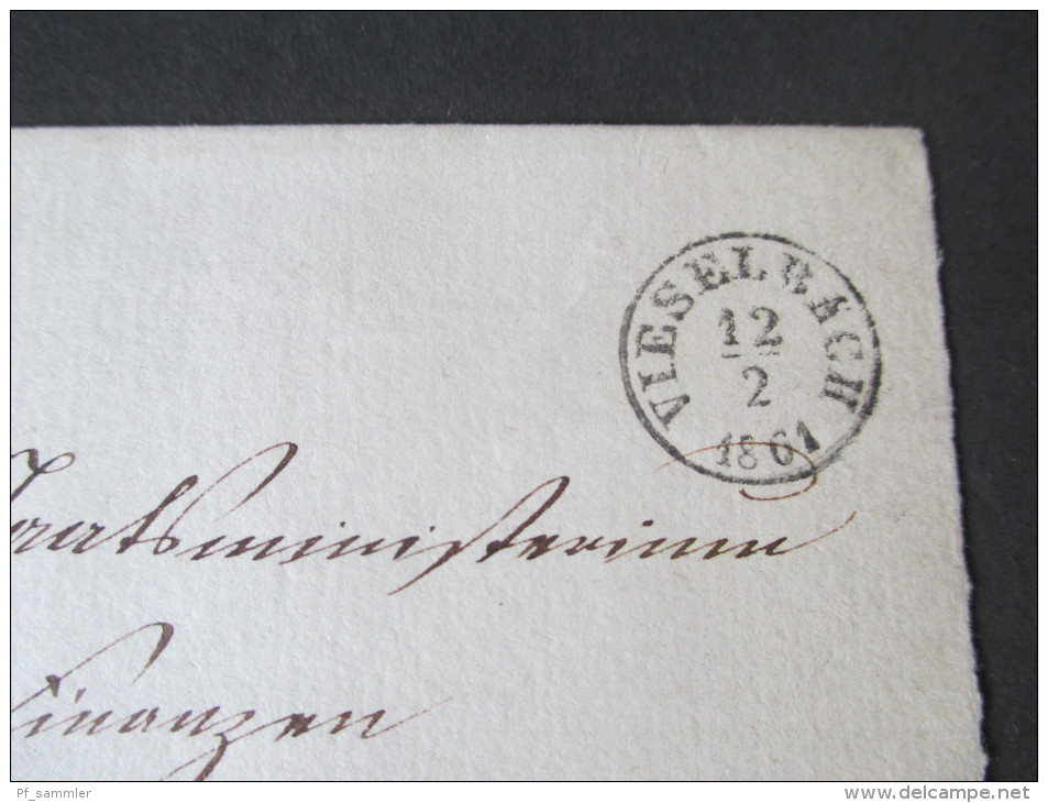 Altdeutschland Thurn Und Taxis Beleg Stempel Vieselbach 12.2.1861 Vorphila, Toller Beleg!!! Mit Siegel. - Storia Postale