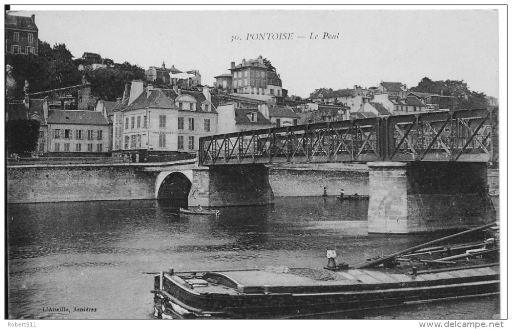 PONTOISE : Le Pont - CPA Postée En 1916 - Tampon Du Service Des Dommages Du Gouvernement Militaire - Pontoise