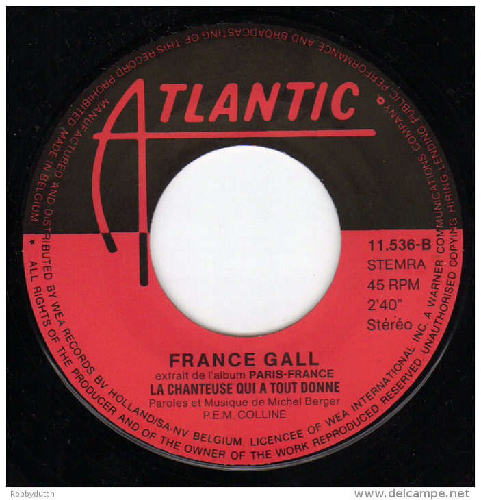 * 7" *  FRANCE GALL - IL JOUAIT DU PIANO DEBOUT (Belgium 1980) - Andere - Franstalig