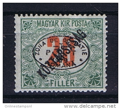 Romenia, Occupation Of Hungary, Debrecen Debreczin Mi. Porto Nr 14  MH/*  Signed/ Signé/signiert/ Approvato - Unused Stamps