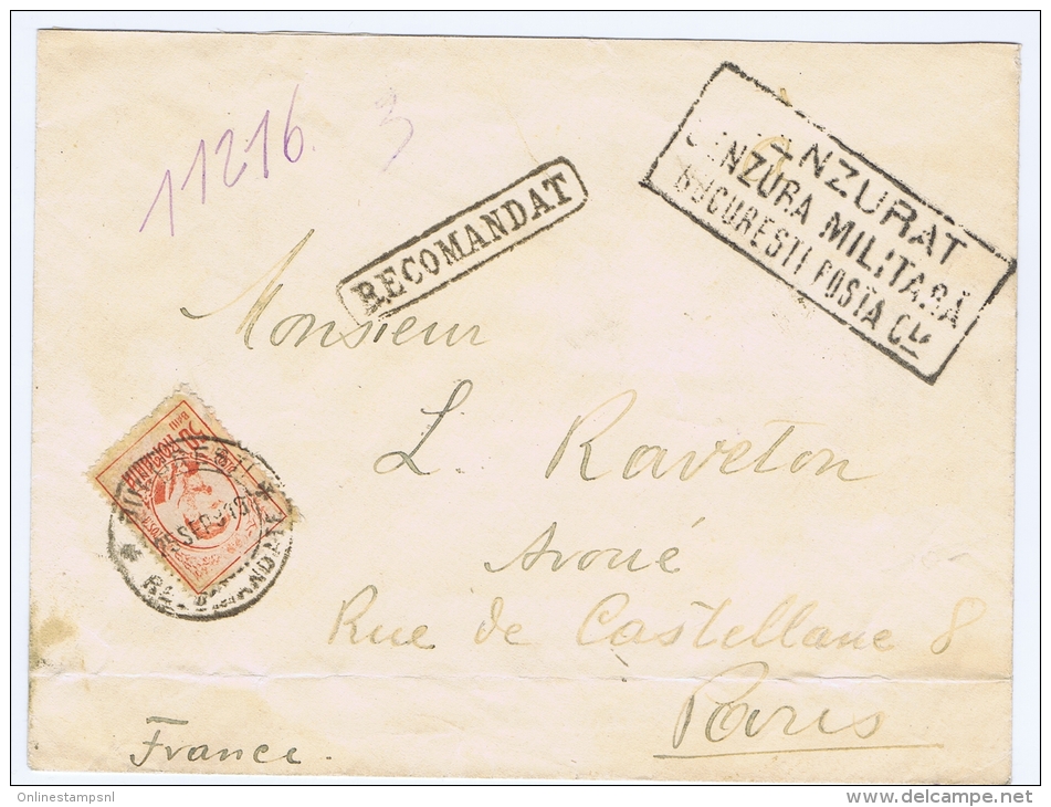 Romania, Registered Cover To Paris With Censor Cancel - Lettres & Documents