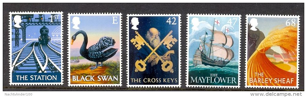 Nbd0226 UITHANGBORDEN VOGELS TREIN ZWAAN ZEILSCHIP BIRDS SWAN SHIP TRAIN RAILWAY PUB SIGNS GREAT BRITAIN 2003 PF/MNH - Swans