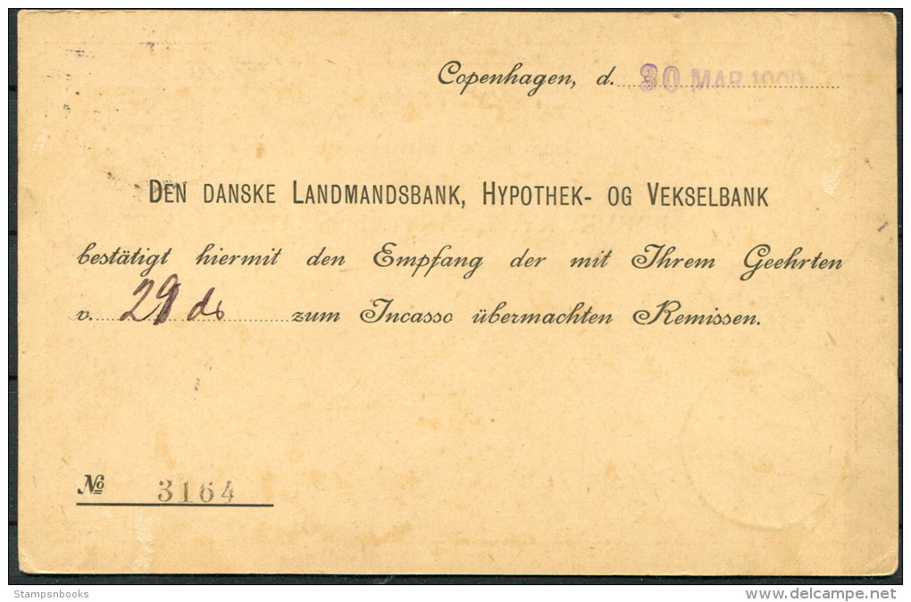 1900 DENMARK Preprinted Landmandsbank PSC/Card COPENGAHEN To Hamburg - Covers & Documents