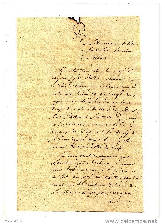 LETTRE D ANVERS  - 1791 POUR LE CONSEIL DE BRABANT - Manuscrits