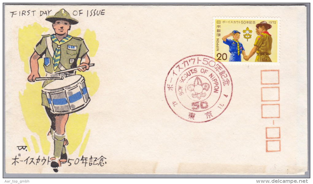 Motiv Pfadfinder Scouts Japan 1972 FDC "50J. Scouts Of Nippon" - Covers & Documents