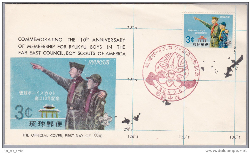 Motiv Pfadfinder Scouts Japan 1965-2-6 FDC RYVKYUS Mit Sonderstempel - Lettres & Documents